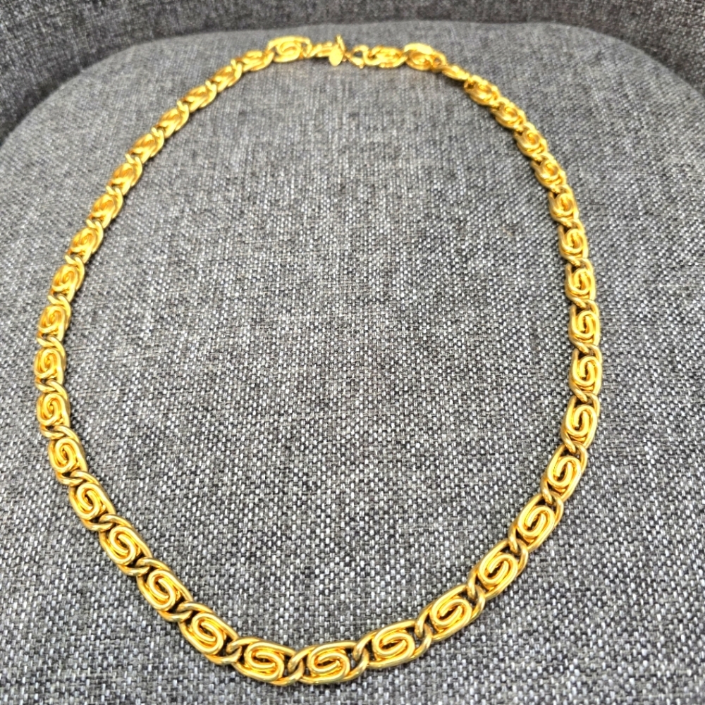 Vintage Erwin Pearl Gold-tone Statement Necklace 1980s 15" Drop, 30" Chain